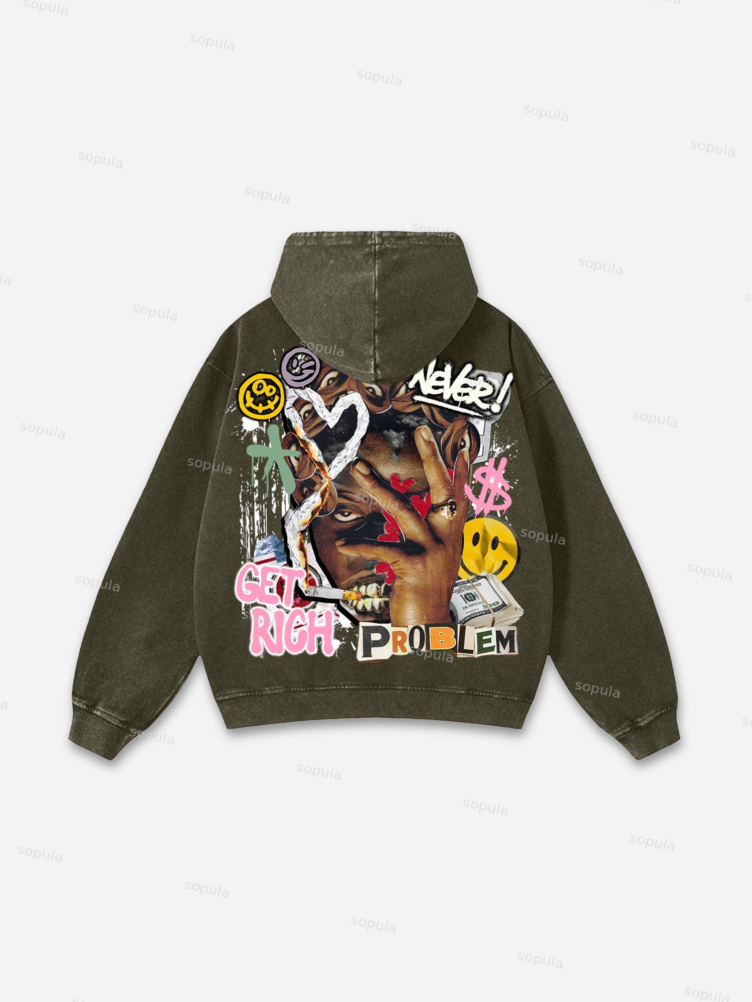 Richer Than My Opps Vintage Graphic Washed Hoodie Product Image