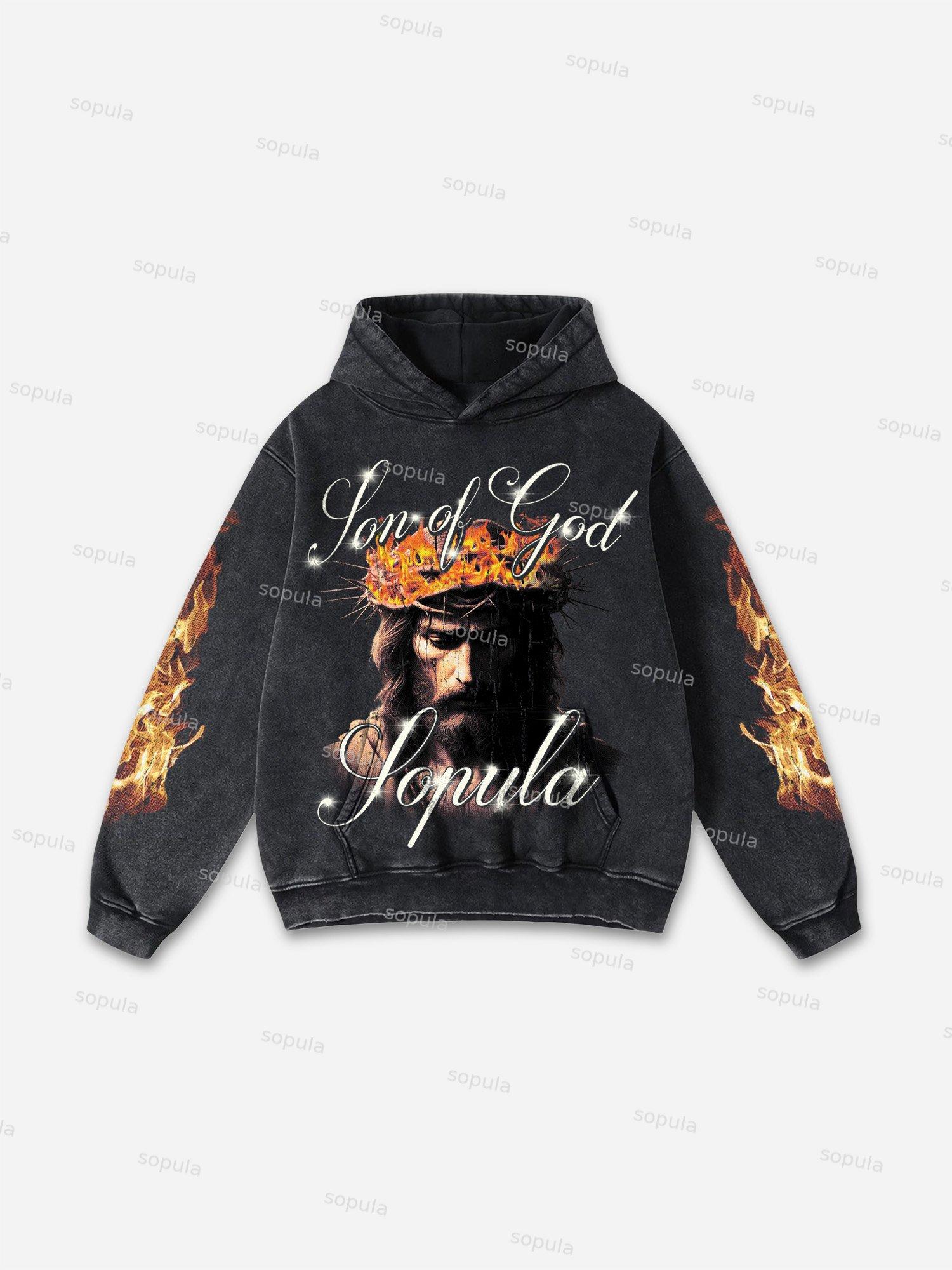 Sopula Tomie Vintage Graphics Washed Distressed Hoodie Product Image