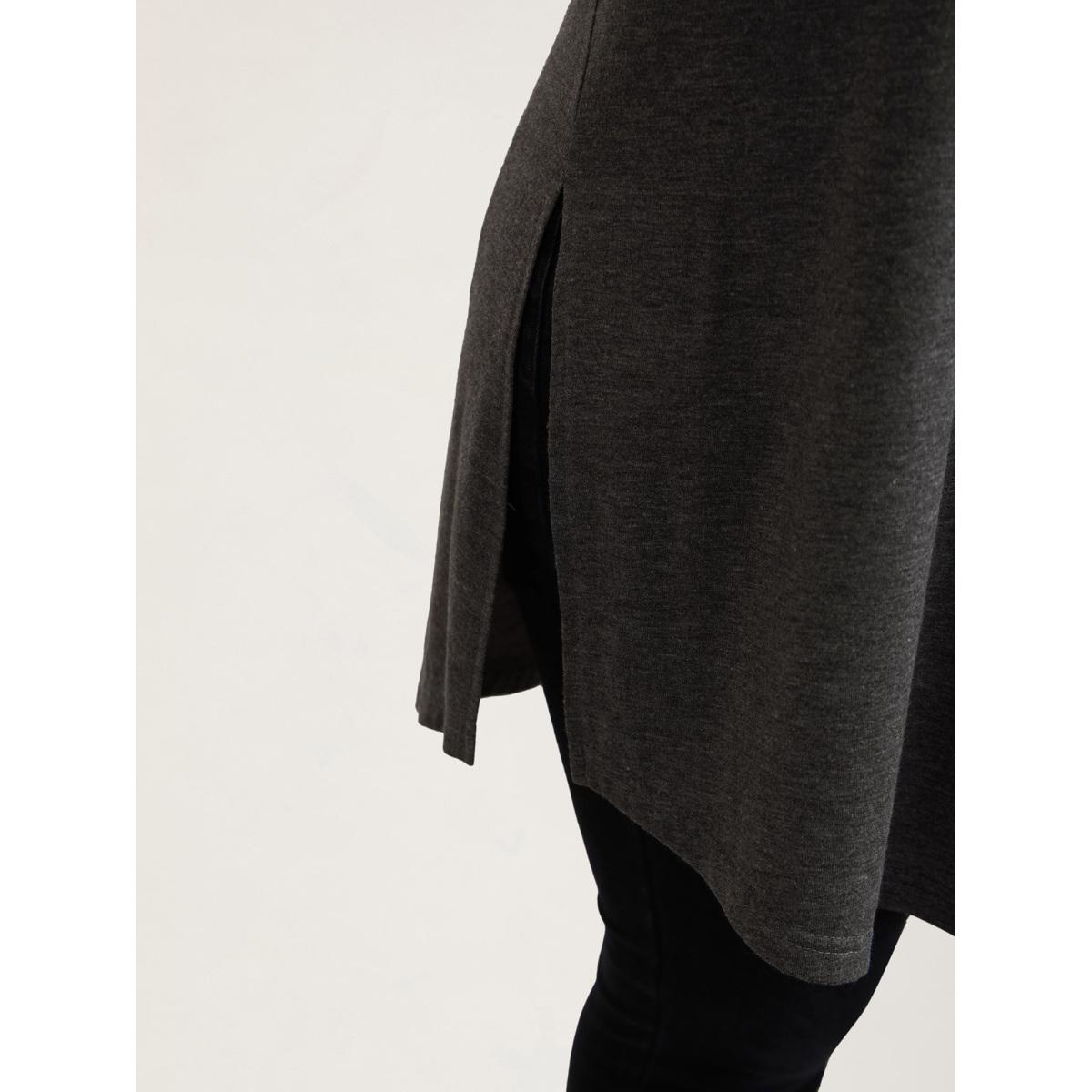 Plus Size Solid Slit Round Neck Tunic T-Shirt DimGray Women Leisure Slit Round Neck Loose Casual T-shirts BloomChic 22-24/3X Product Image