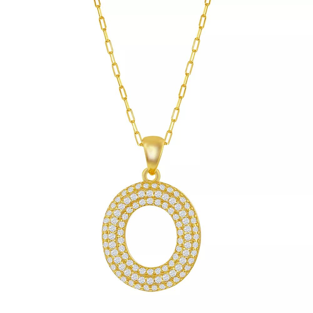 Sterling Silver Cubic Zirconia Block Initial Necklace, Women's, Size: 16-18" ADJ, H Product Image