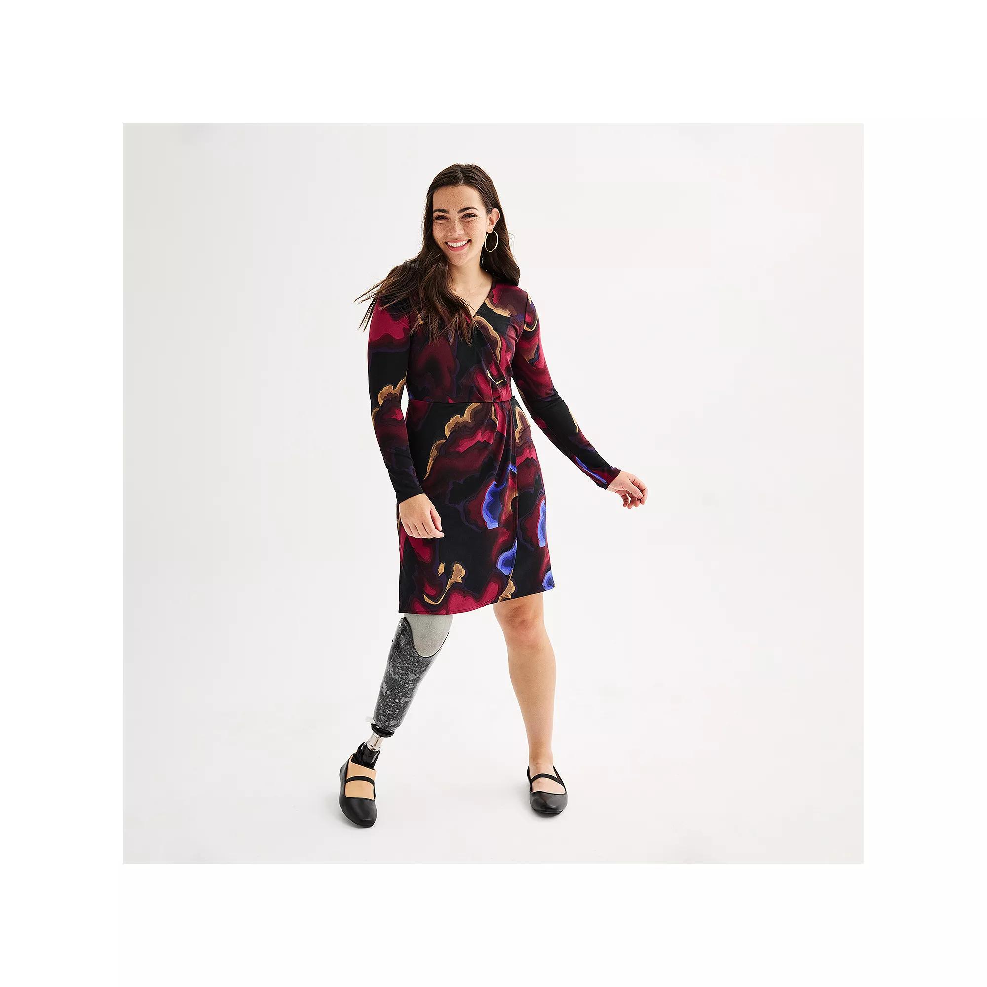 Women's Nine West Adaptive Wrap Dress, Size: Small, Black Chiara Floral Product Image