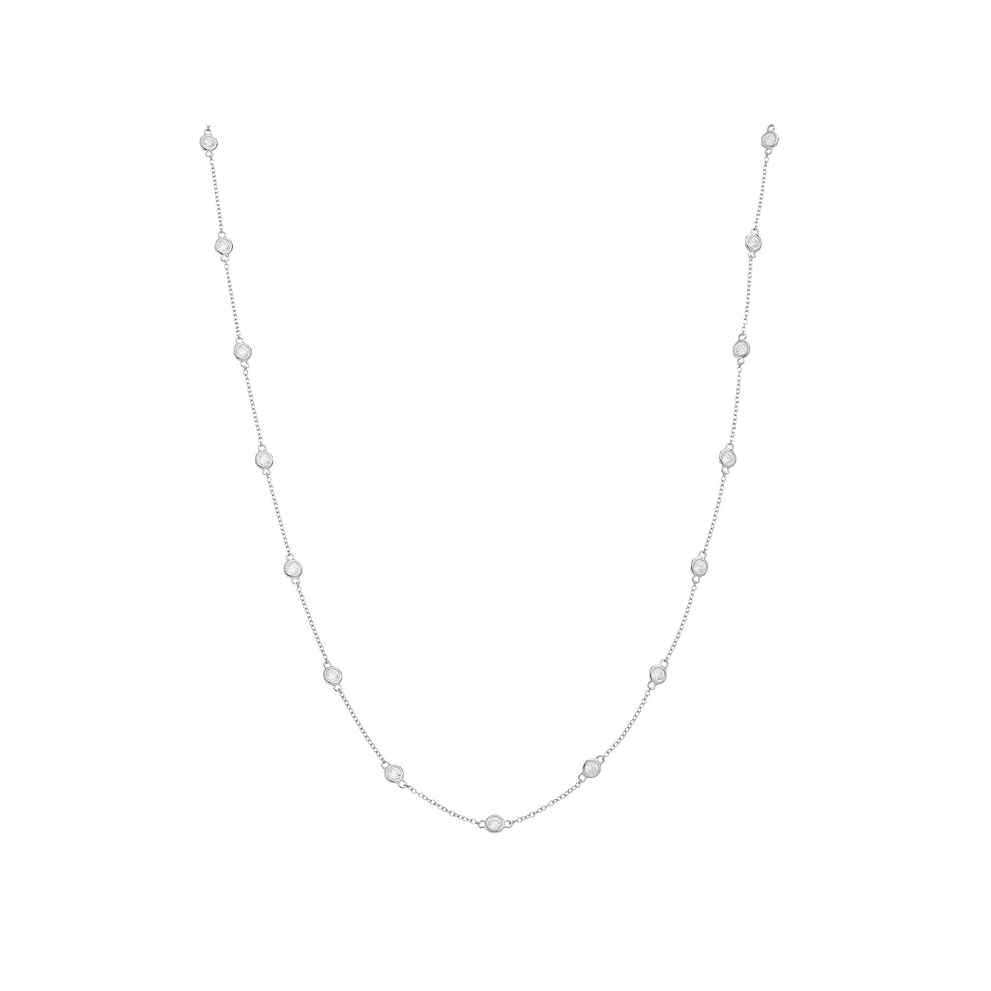 Sterling Silver Cubic Zirconia Station Necklace, Women's, Size: 20", Gold Tone Product Image