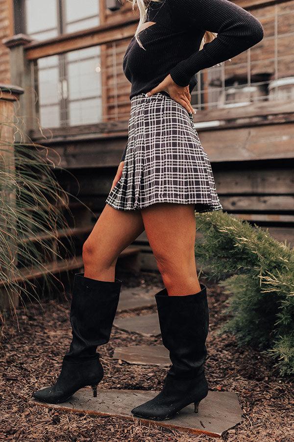 Lean Into Me Plaid Skirt In Black Product Image