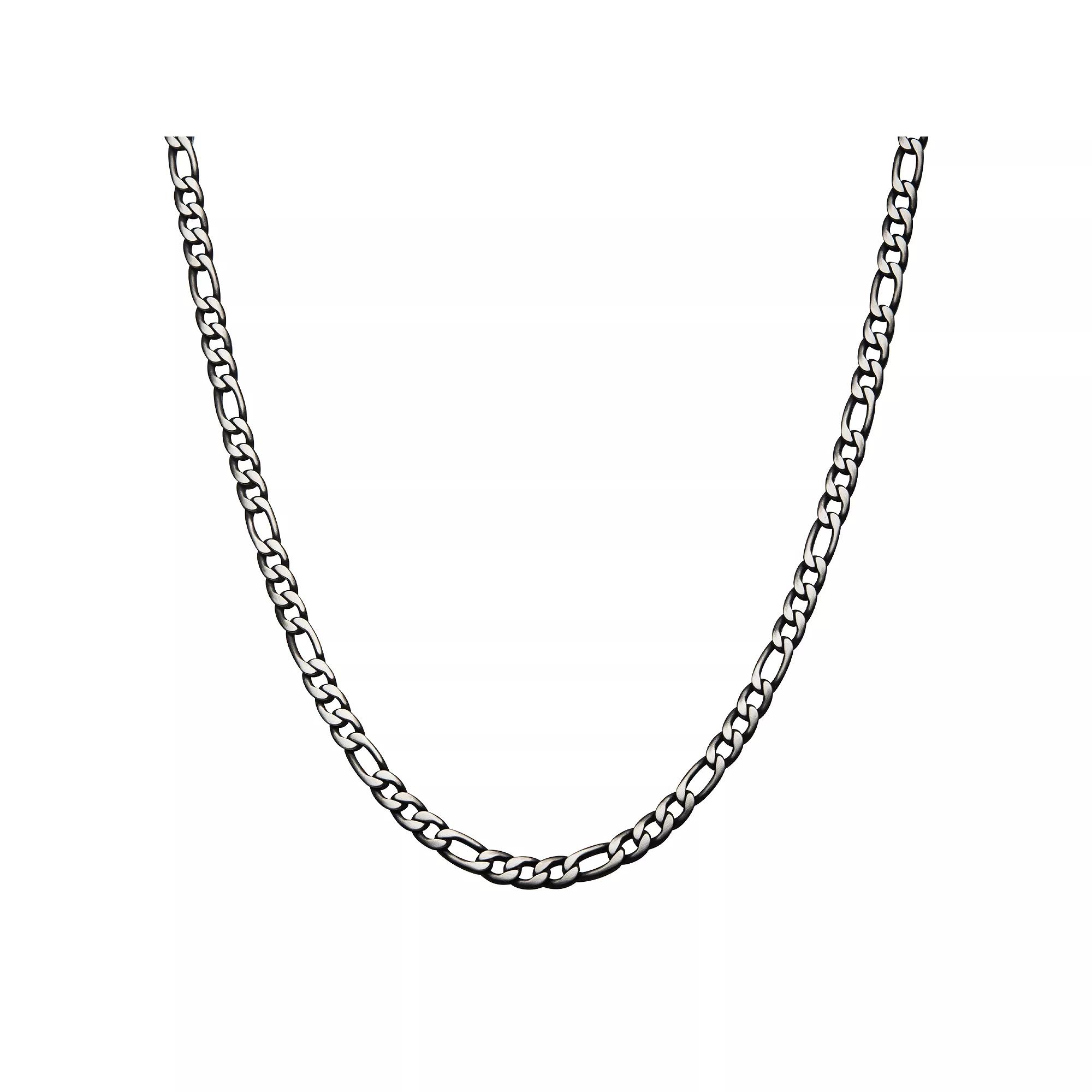 Men's Black Plated Stainless Steel Figaro Chain Necklace, Size: 24", Black Tone Product Image