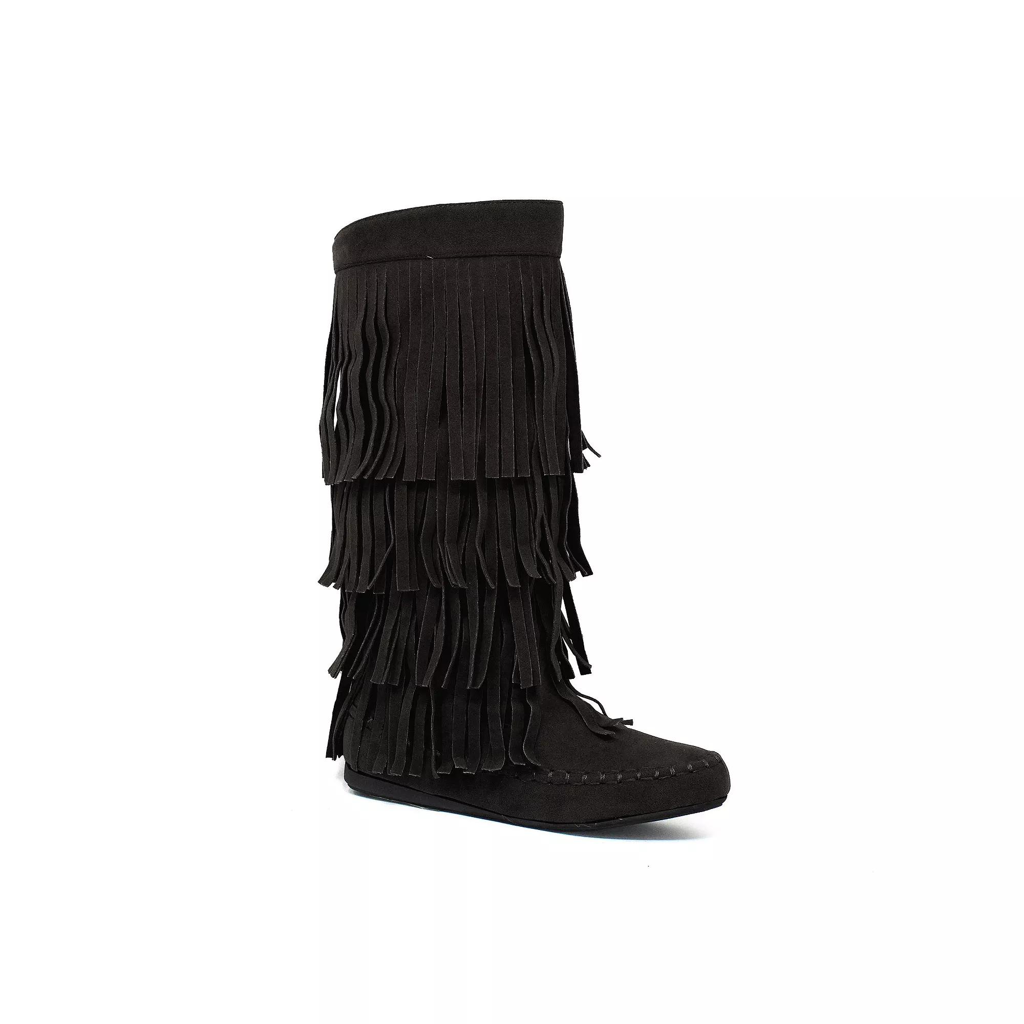 Yoki Mudd 55 Women's Tall Fringe Boots, Size: 9, Black Product Image