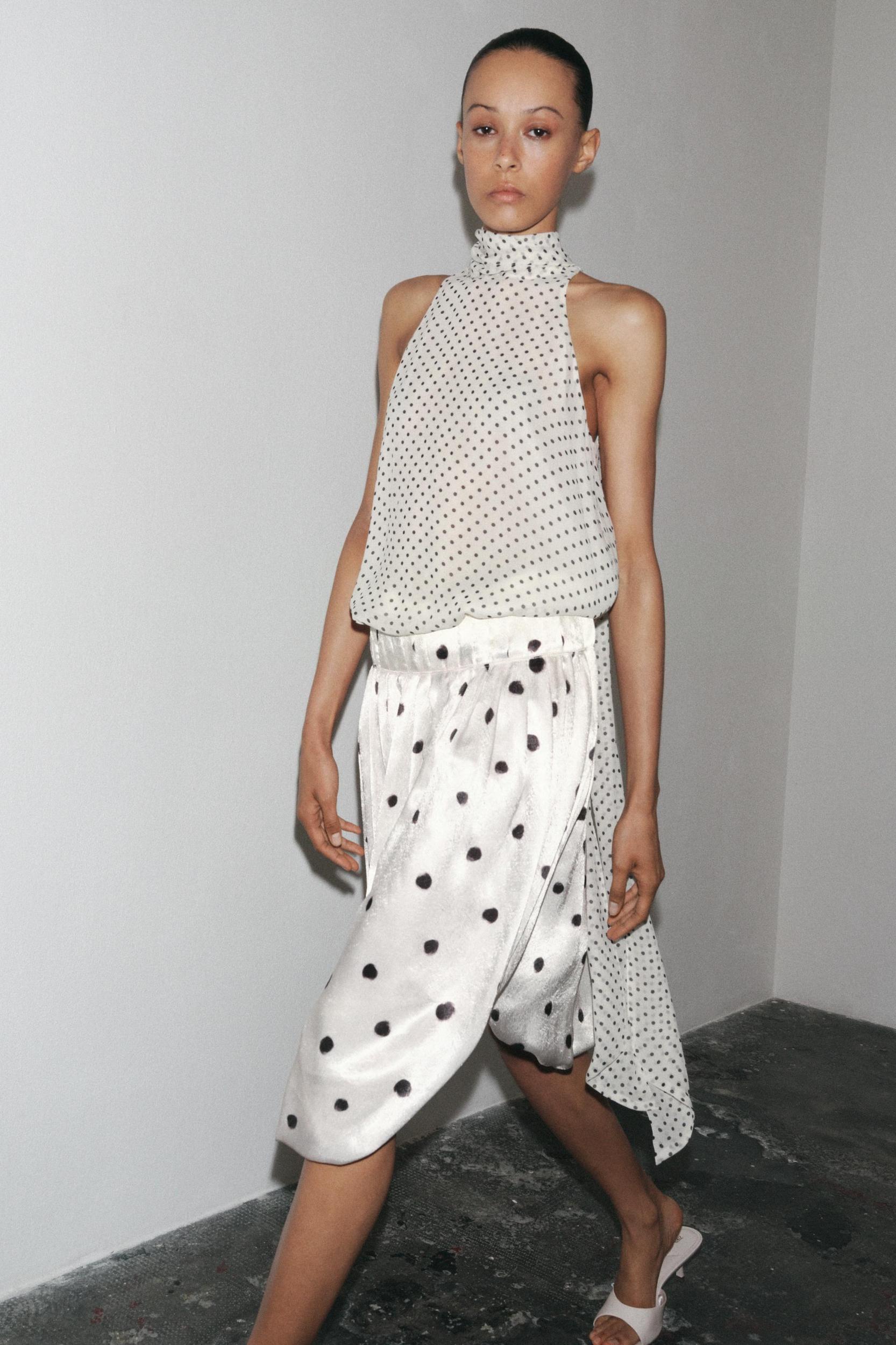 ZW COLLECTION POLKA DOT MIDI SKIRT Product Image