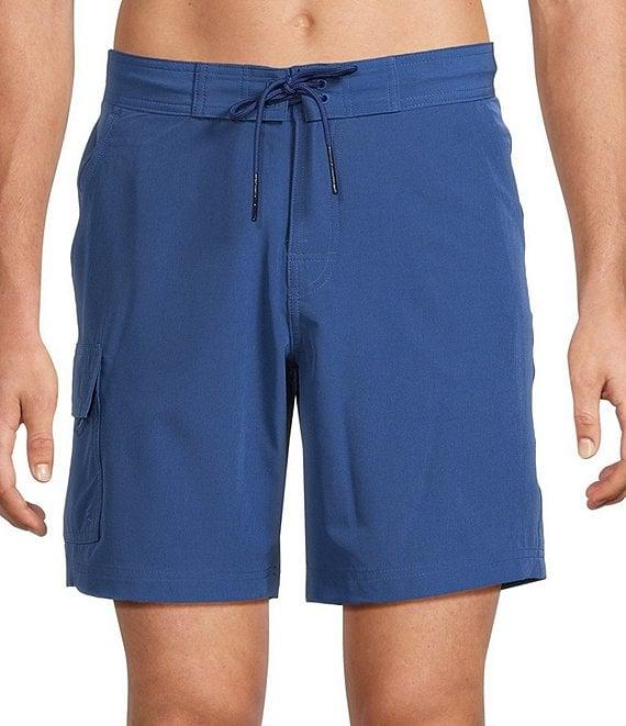 Caribbean Big & Tall Coastal Cargo 8#double; Inseam Solid Swim Trunks Product Image