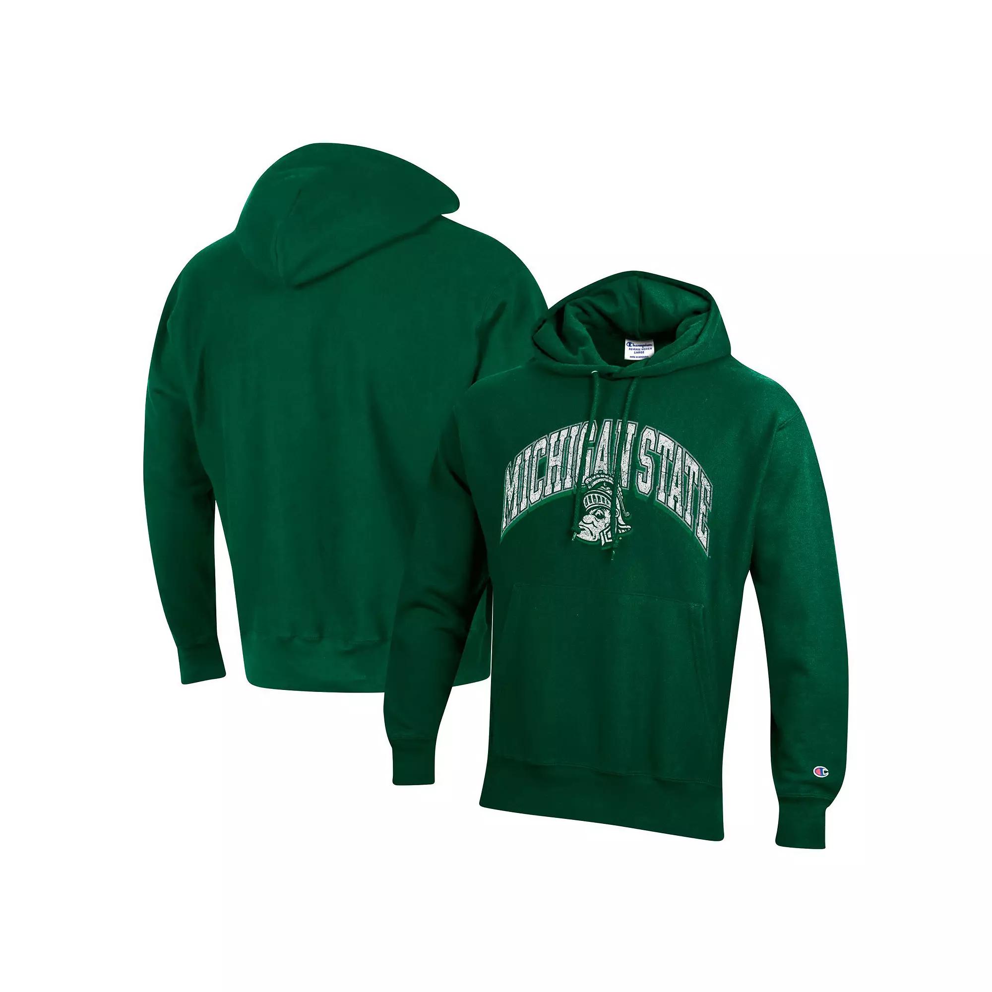 Men's Champion Green Michigan State Spartans Vault Late Night Reverse Weave Pullover Hoodie,  Product Image