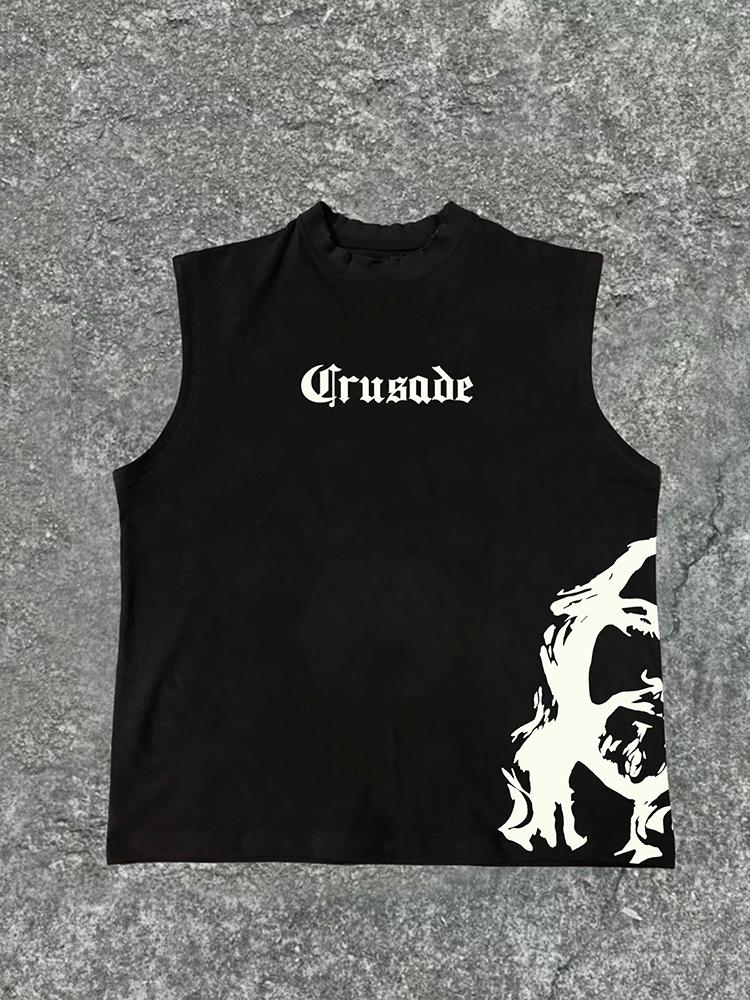 Sopula Fashionable God-Crusade Print Cotton Casual Tank Top Product Image