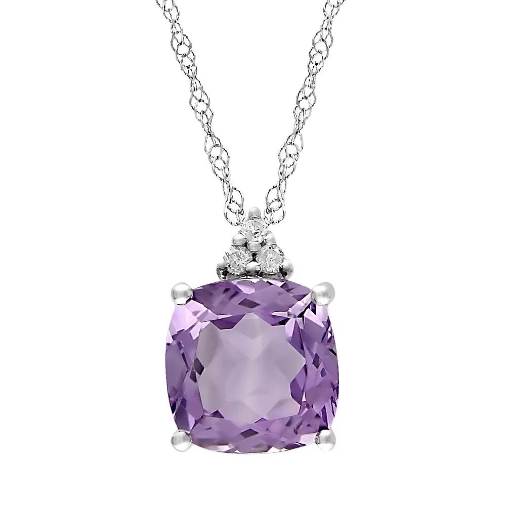 Stella Grace 10k White Gold Amethyst and Diamond Accent Pendant, Women's,  Product Image