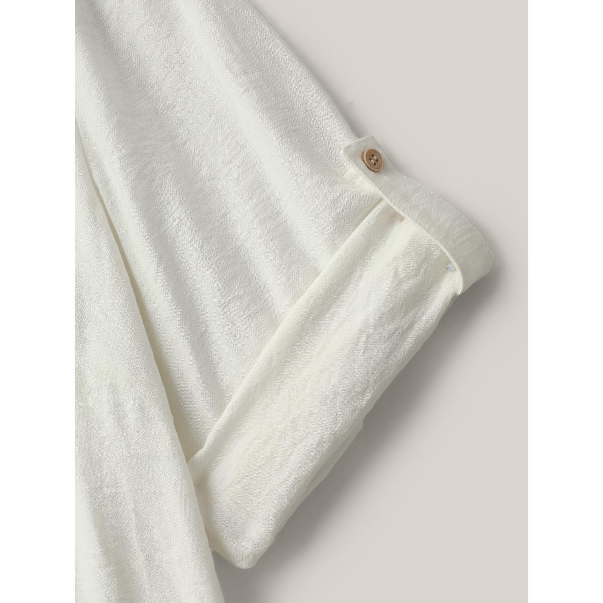 Plus Size Ivory Front-Open Long Basic Blouse Women Leisure Long Sleeve Shirt collar Vacation Blouses BloomChic 30/6X Product Image