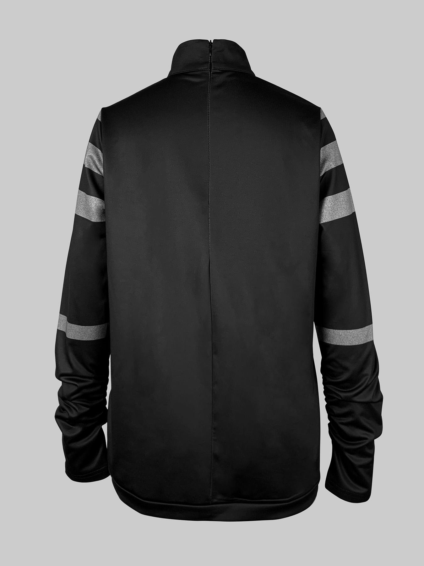 Long Sleeves Loose Striped High Neck T-Shirts Tops Product Image