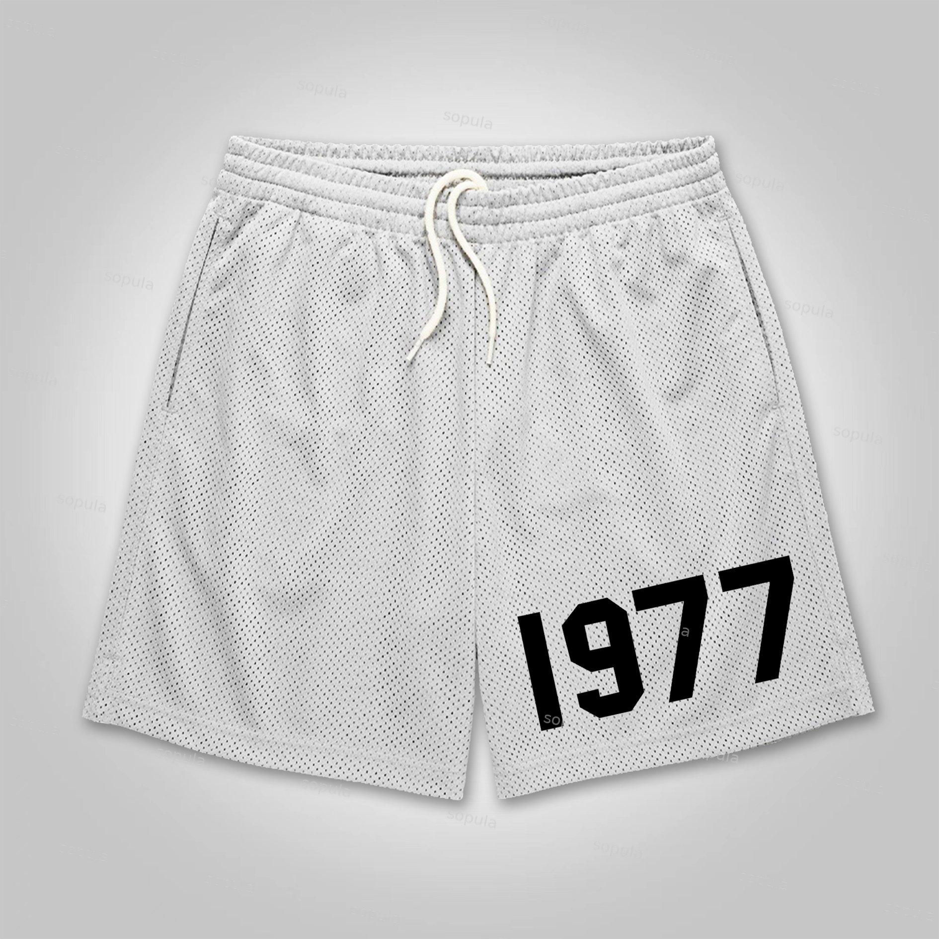 Sopula Vintage 1977 Iron Graphic Mesh Drawstring Waist Shorts Product Image