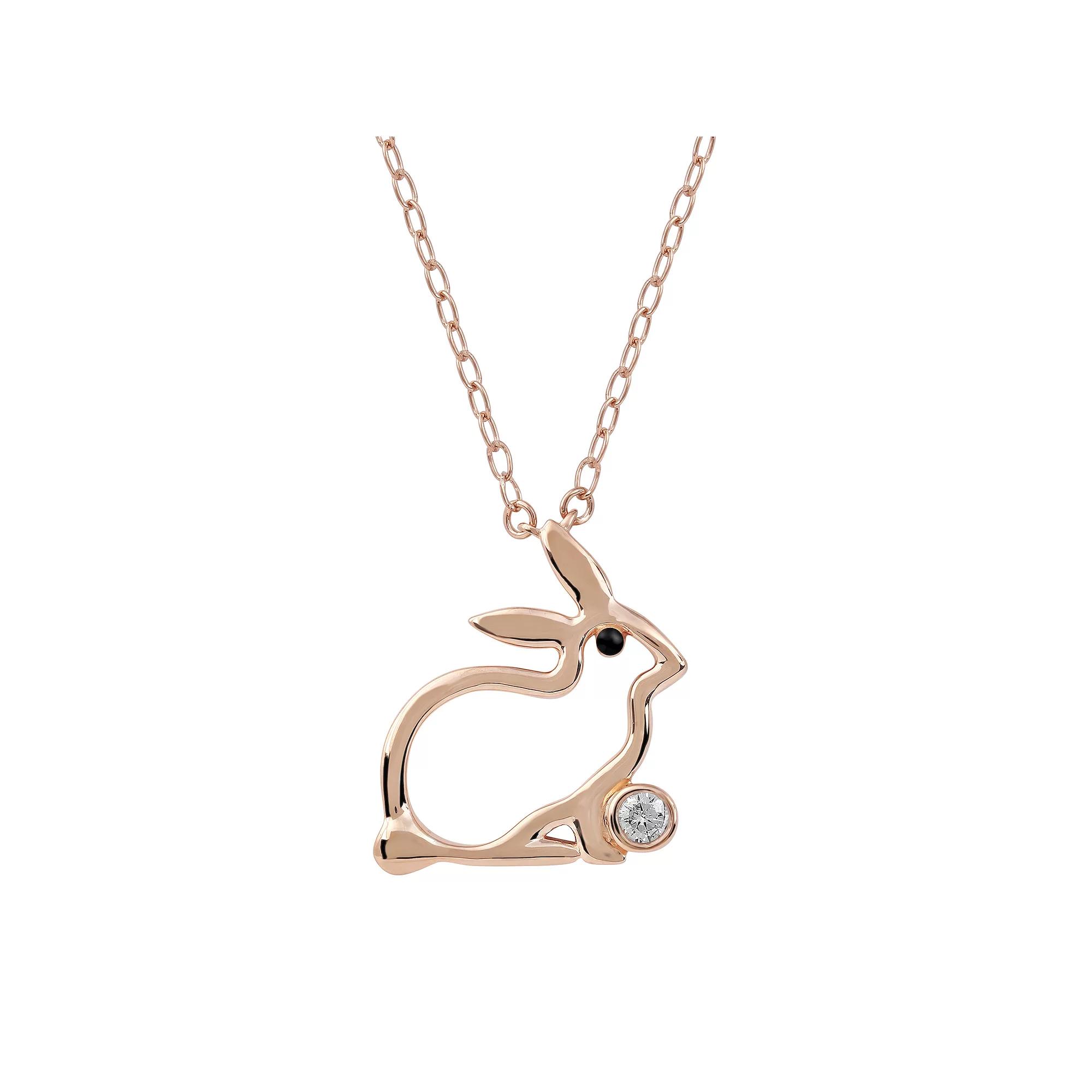 DeCouer Diamond Accent Rabbit Pendant Necklace, Women's, Size: 18", Rose Gold Tone Product Image