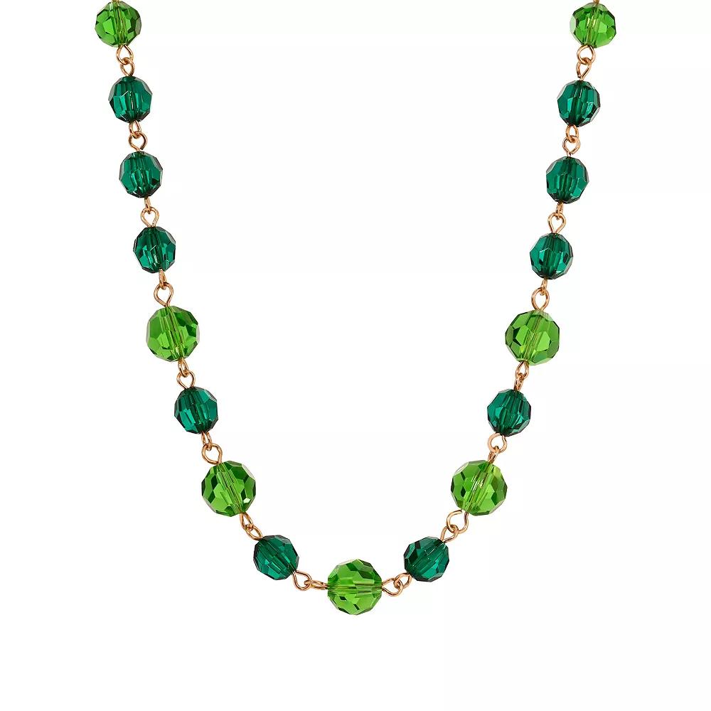1928 Linked Faceted Bead Necklace, Women's, Green Product Image