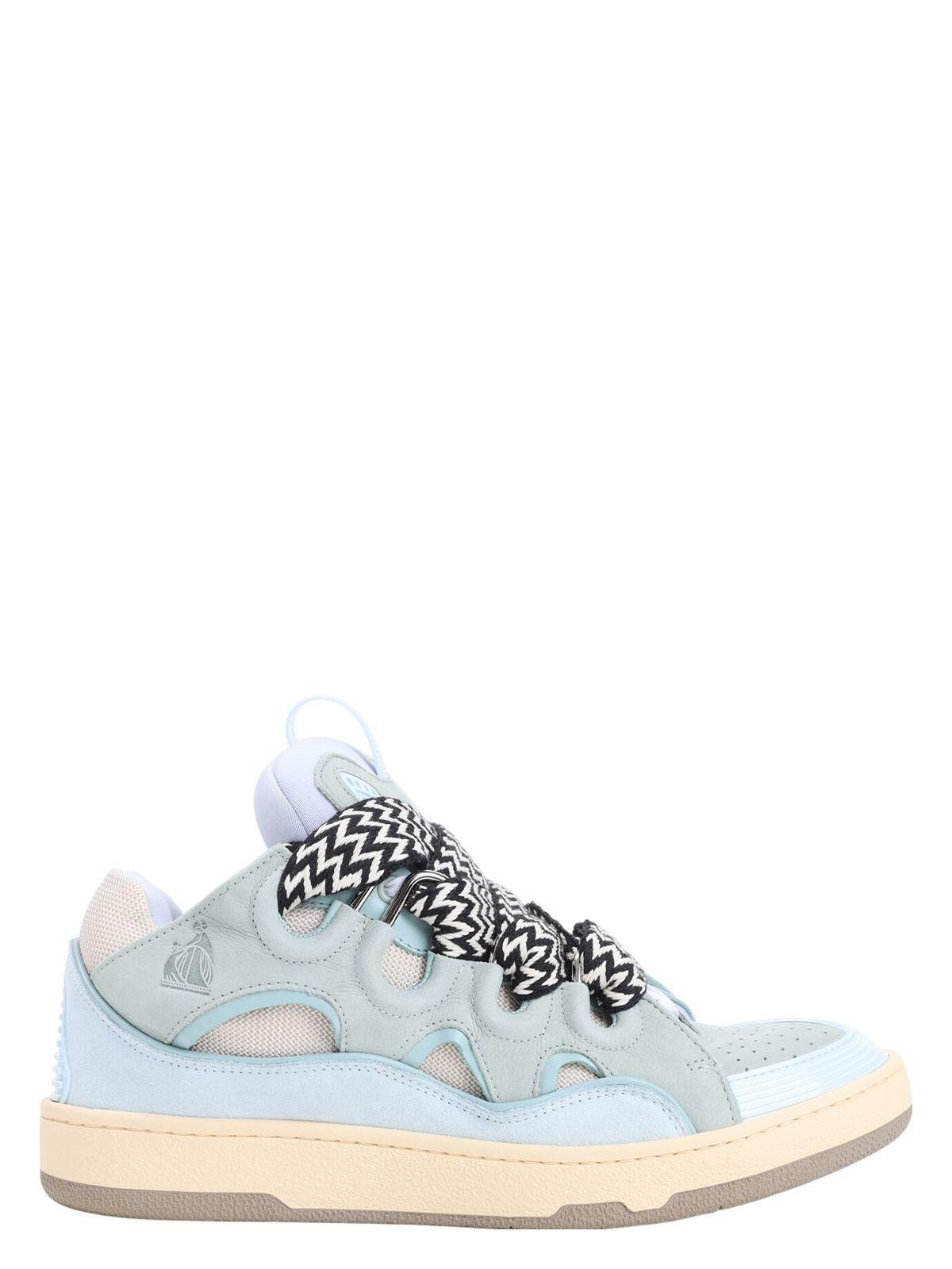 LANVIN Suede Leather Curb Sneakers Men In Blue Product Image