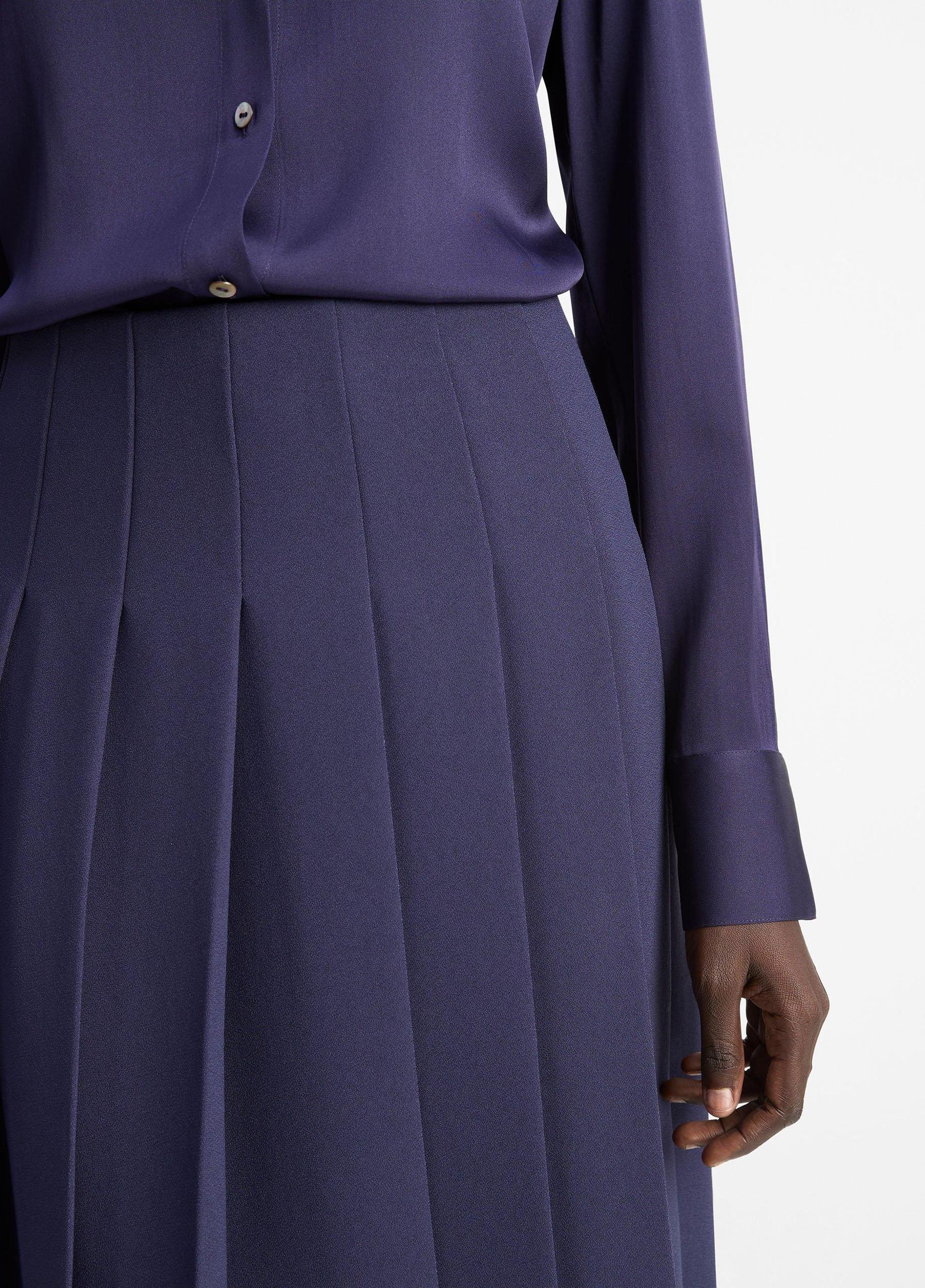 Pleated Crepe Knee Skirt Product Image