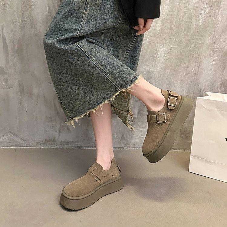 Buckled Platform Slip Ons Product Image