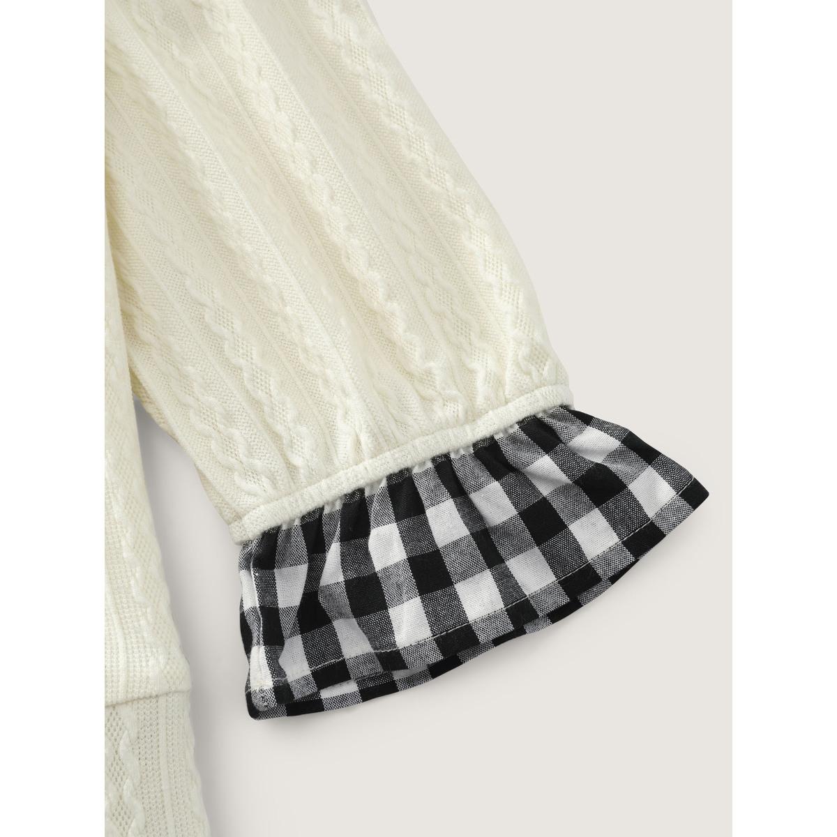 Plus Size Tomato Embroidery Textured Contrast Sweatshirt Women Ivory Playful Embroidered Round Neck Casual Sweatshirts BloomChic 26/4X Product Image