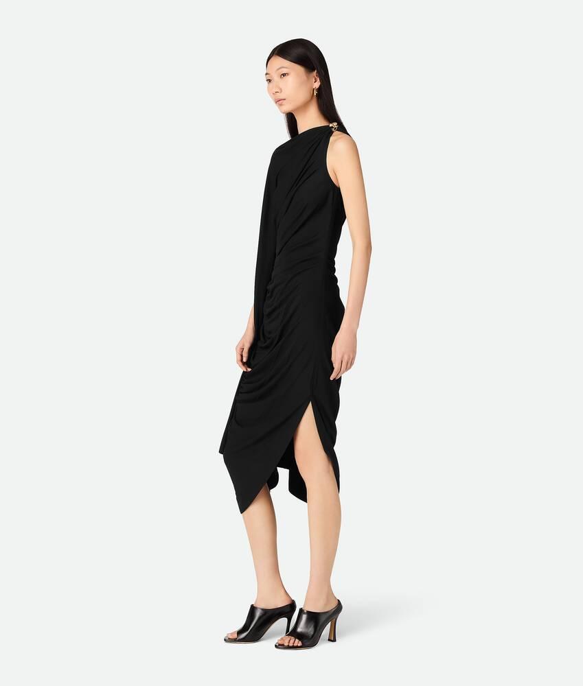 Women's Viscose Jersey Draped Dress in Black Product Image
