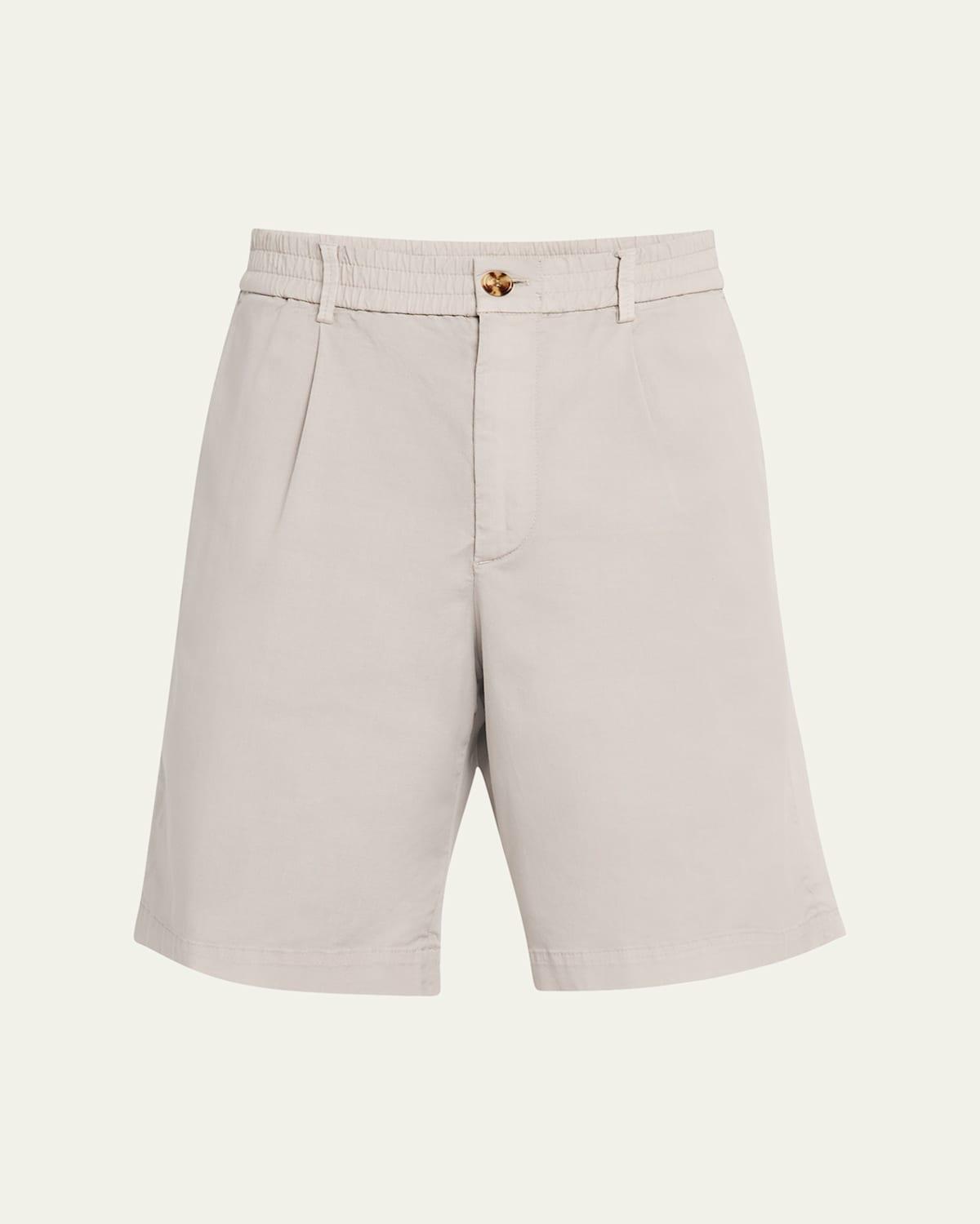 Mens Pleated Stretch-Waistband Bermuda Shorts Product Image