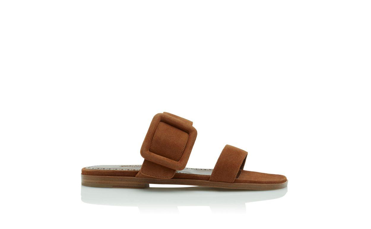 TITUBAFLAT Brown Suede Flat Sliders Product Image