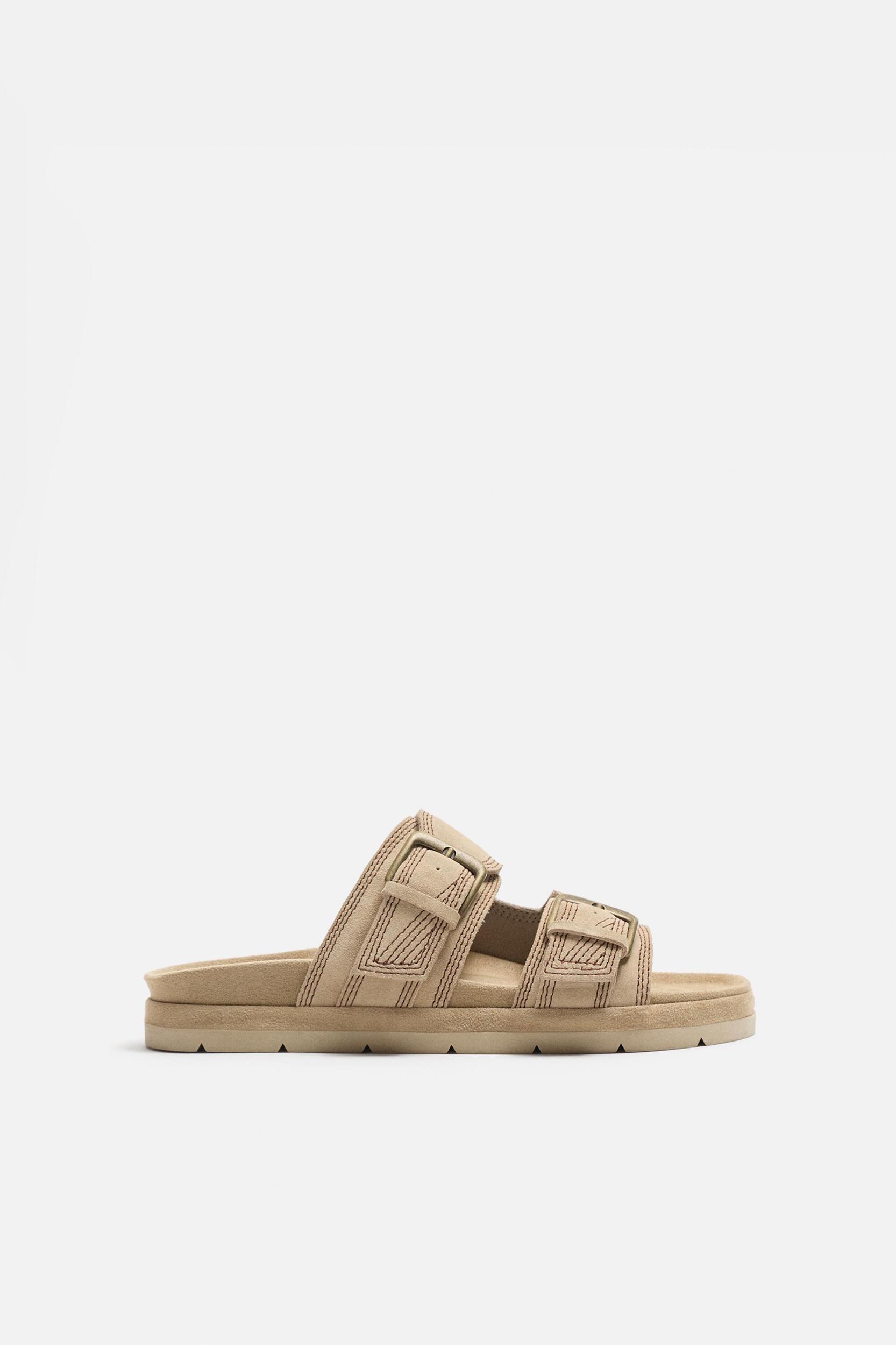 DOUBLE STRAP LEATHER SANDALS Product Image