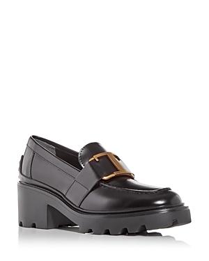 Tods Womens Buckle Block Heel Loafers Product Image