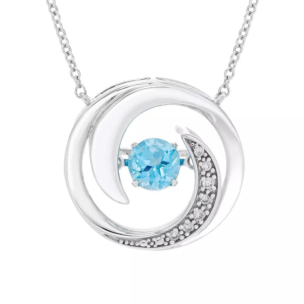 Boston Bay Diamonds Brilliance in Motion Sterling Silver Blue Topaz & Diamond Accent Swirl Necklace, Women's, Size: 18-20" ADJ Product Image