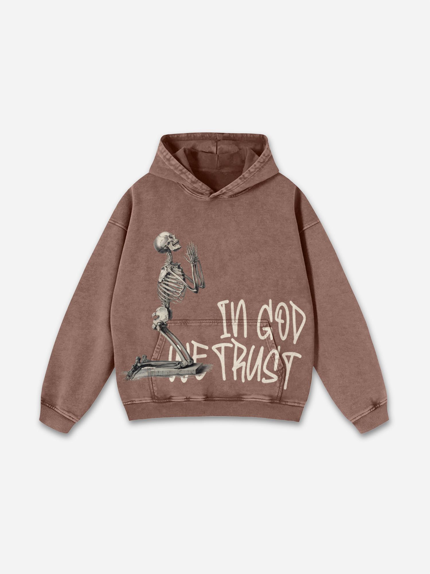 In God We Trust Graphic Print Pink Pullover Hoodie Product Image