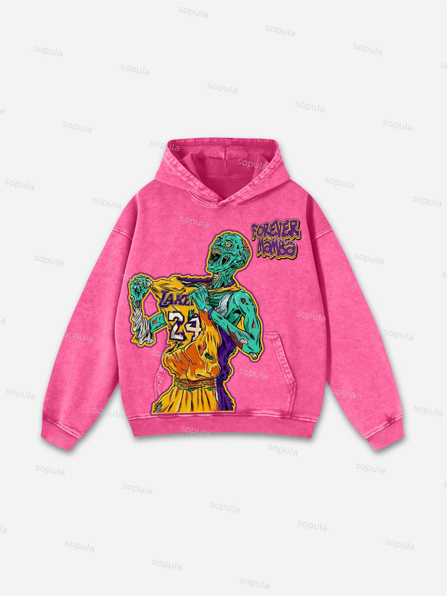 Men's Basketball Legend No.24 Graphic Vintage Washed Hoodie Product Image