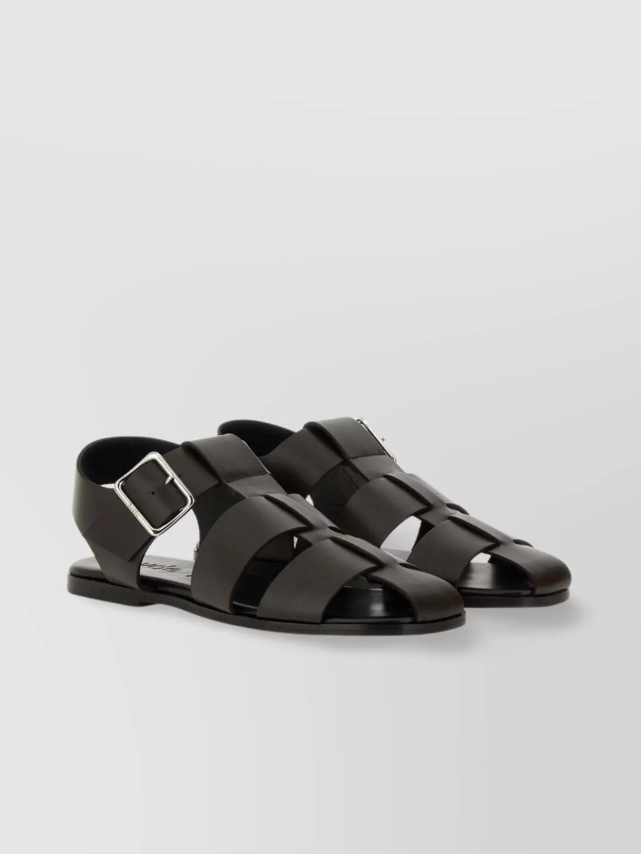 AEYDE 10mm Whit Leather Fisherman Sandals In Black Product Image