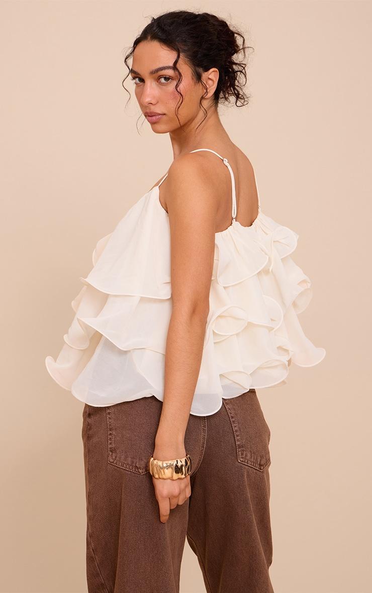 Cream Chiffon Layered Puffball Top Product Image