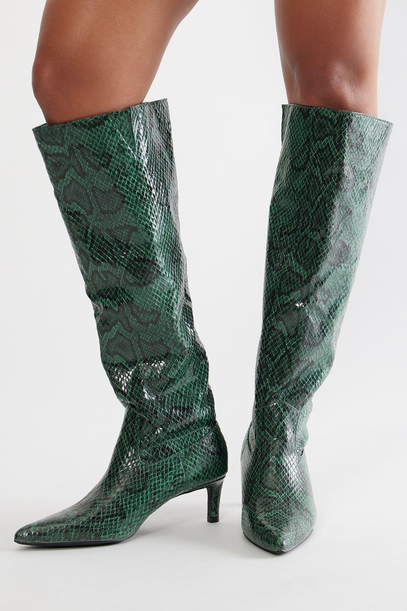 Venezia Knee High Boots - Green/combo Product Image