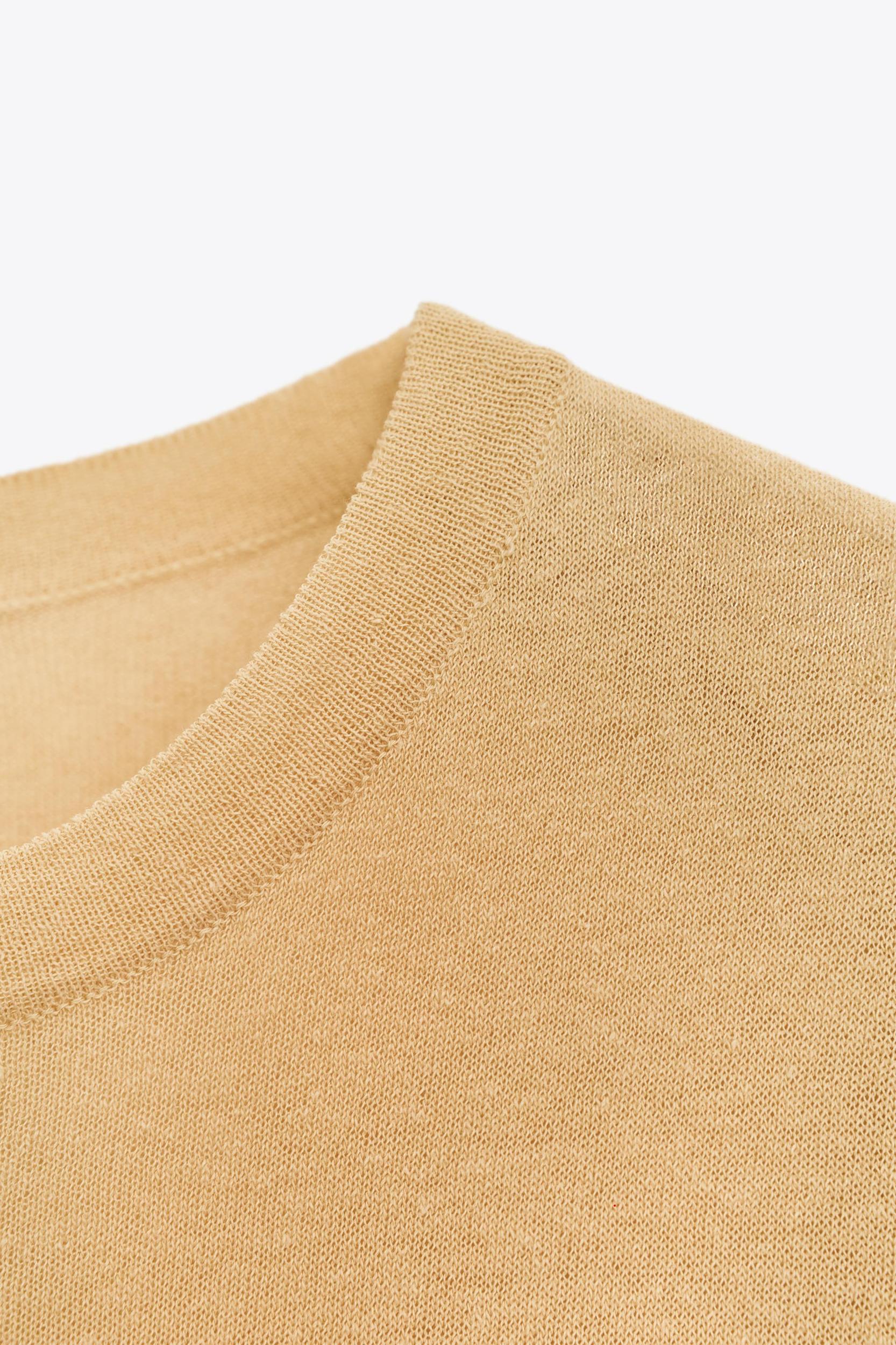 SHORT SLEEVE LINEN KNIT TOP Product Image