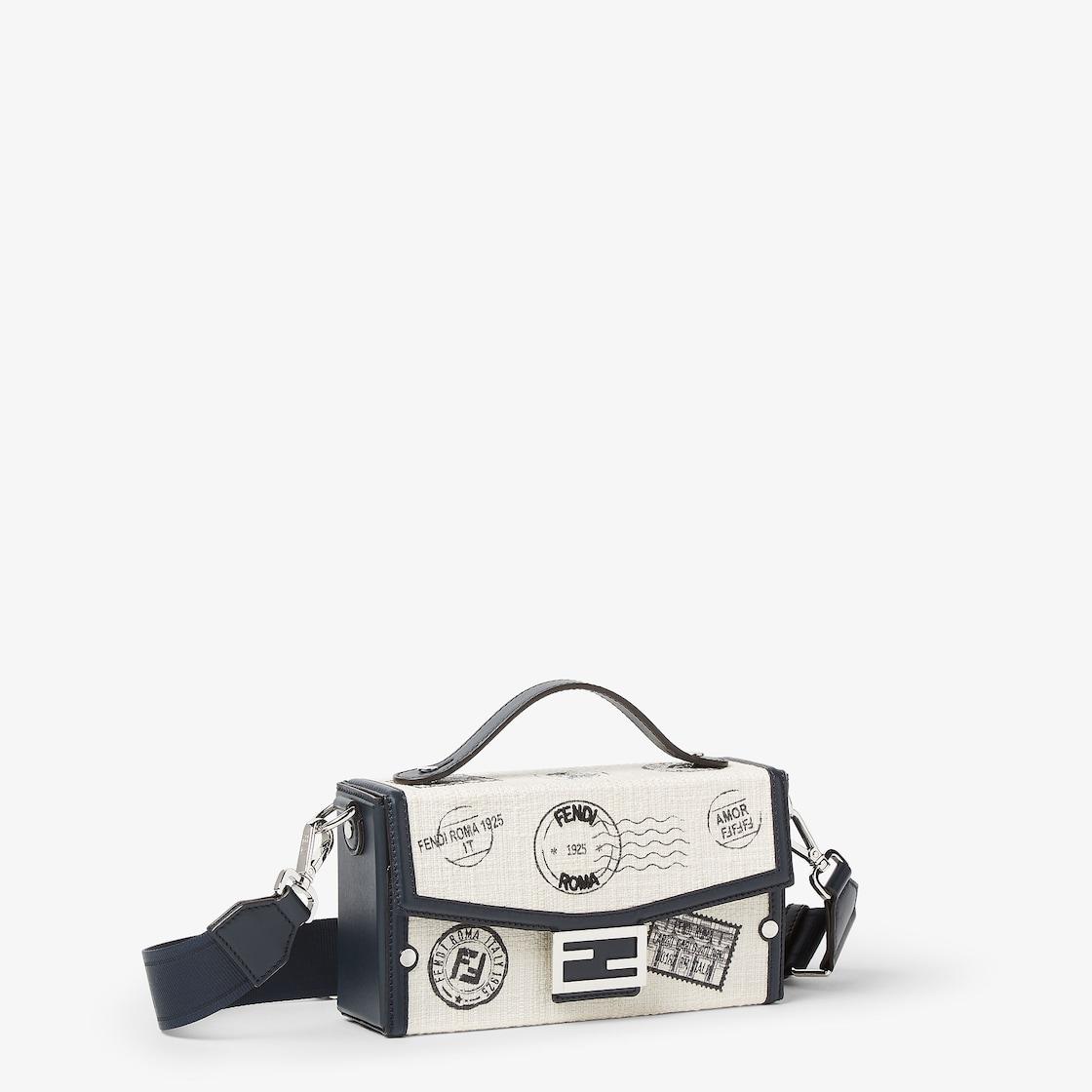 Soft Trunk BaguetteWhite canvas printed bag Product Image