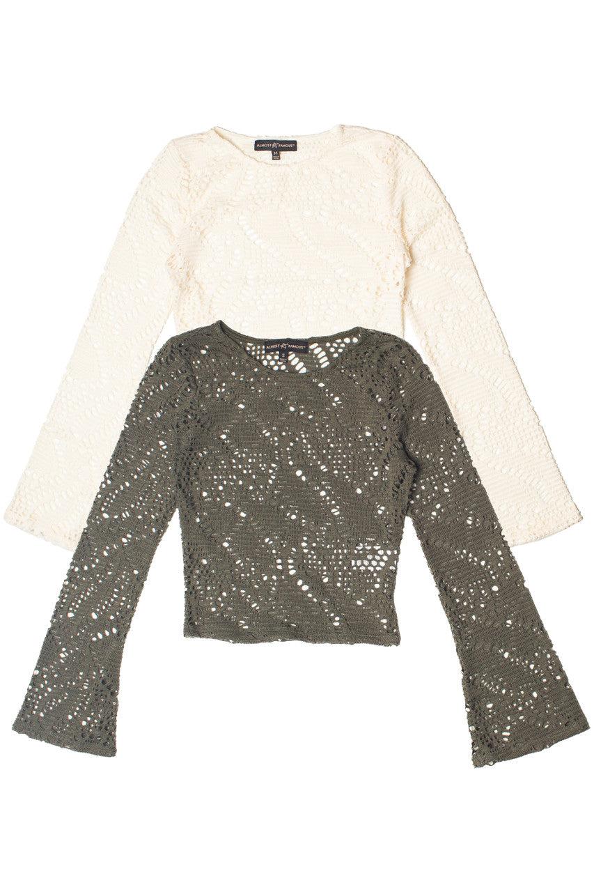 Bell Sleeve Crochet Top Product Image