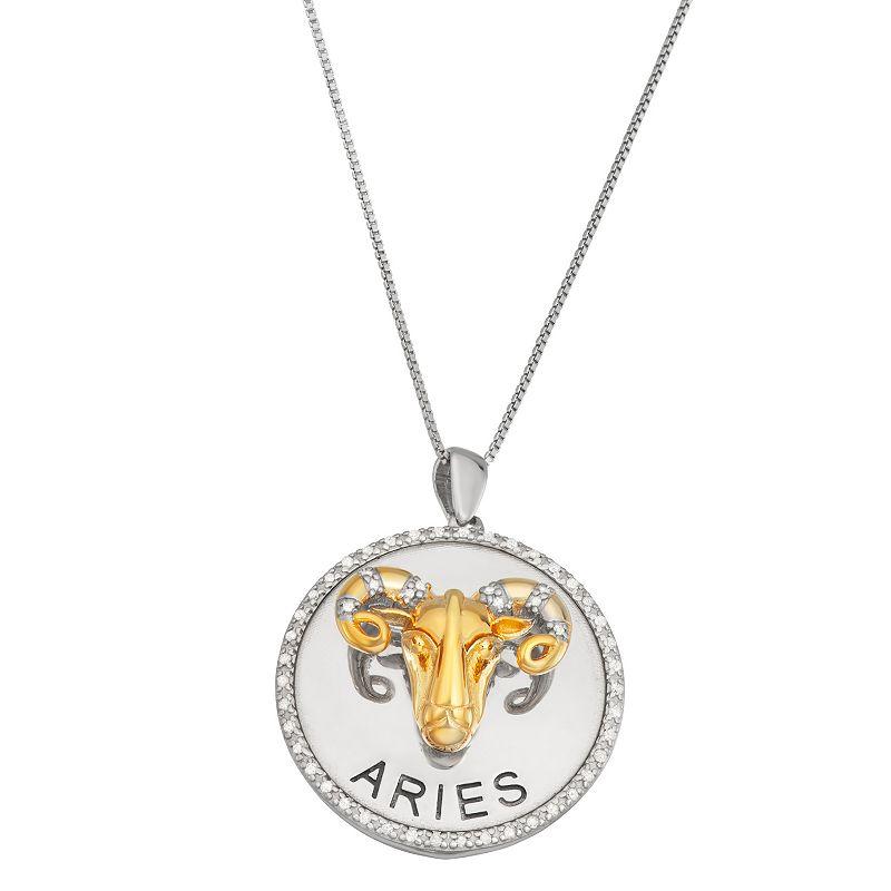 Jewelexcess 1/6 Carat T.W. Diamond Two-Tone Sterling Silver Zodiac Pendant Necklace, Women's,  Product Image