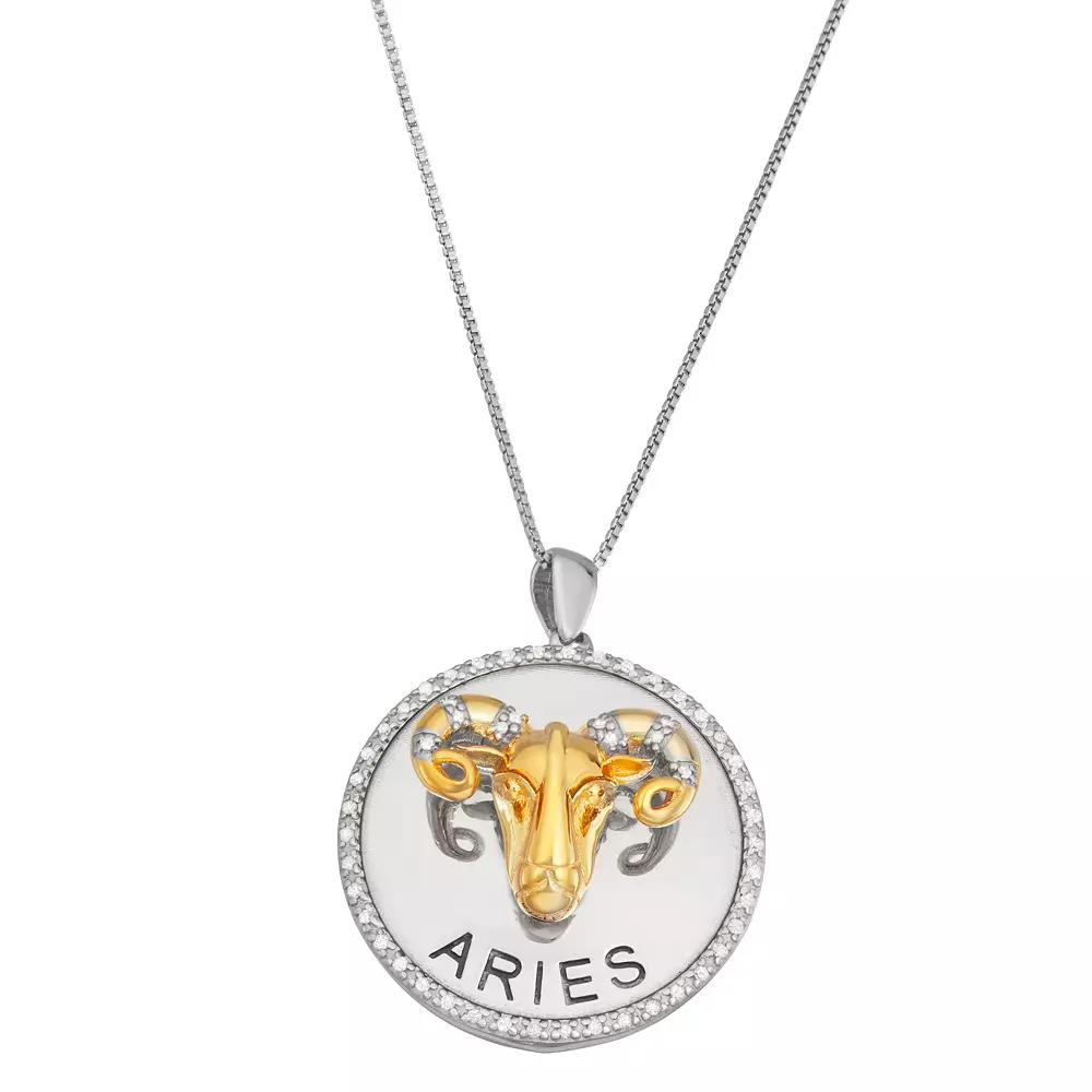Jewelexcess 1/6 Carat T.W. Diamond Two-Tone Sterling Silver Zodiac Pendant Necklace, Women's,  Product Image