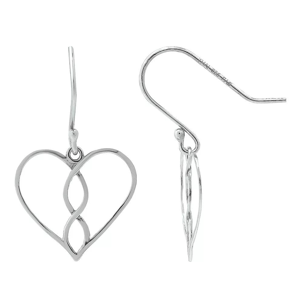 Aleure Precioso Infinity & Heart Fishhook Drop Earrings, Women's, Silver Tone Product Image