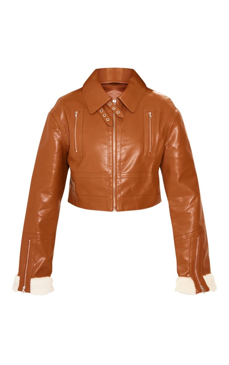 Tan Cropped Zipped Detail Aviator Product Image