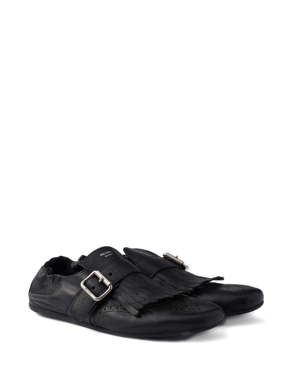 buckle-strap fringe-detail leather loafers Product Image