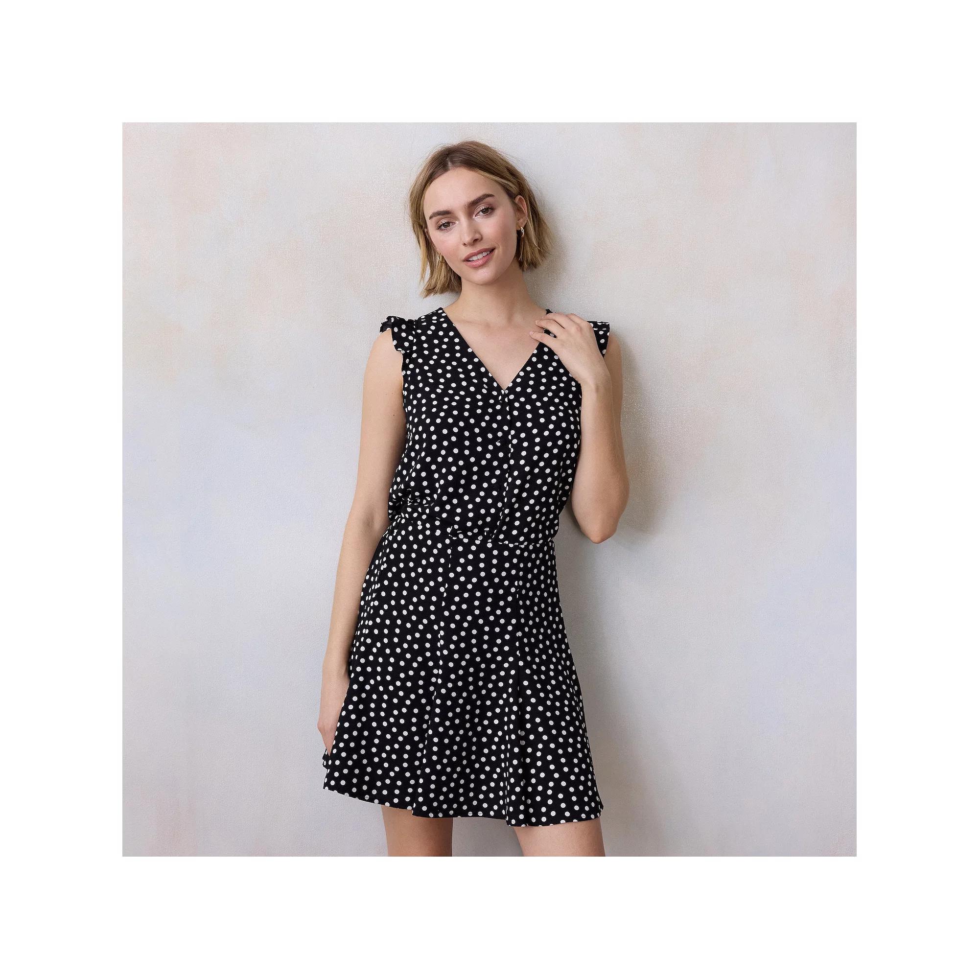 Women's LC Lauren Conrad Ruffle Shoulder V-Neck Tank,  Product Image