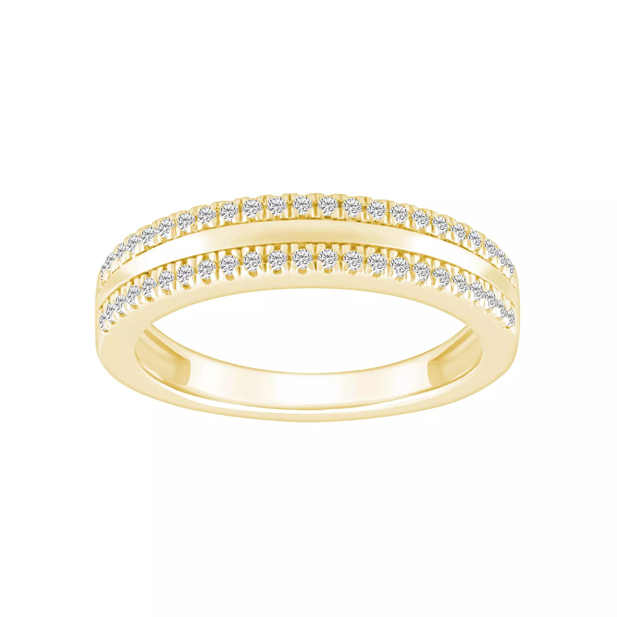 Alyson Layne 14k Gold 1/4 Carat T.W. Diamond Pave & Polished Wedding Band, Women's, Size: 8.50, 14k White Gold Product Image