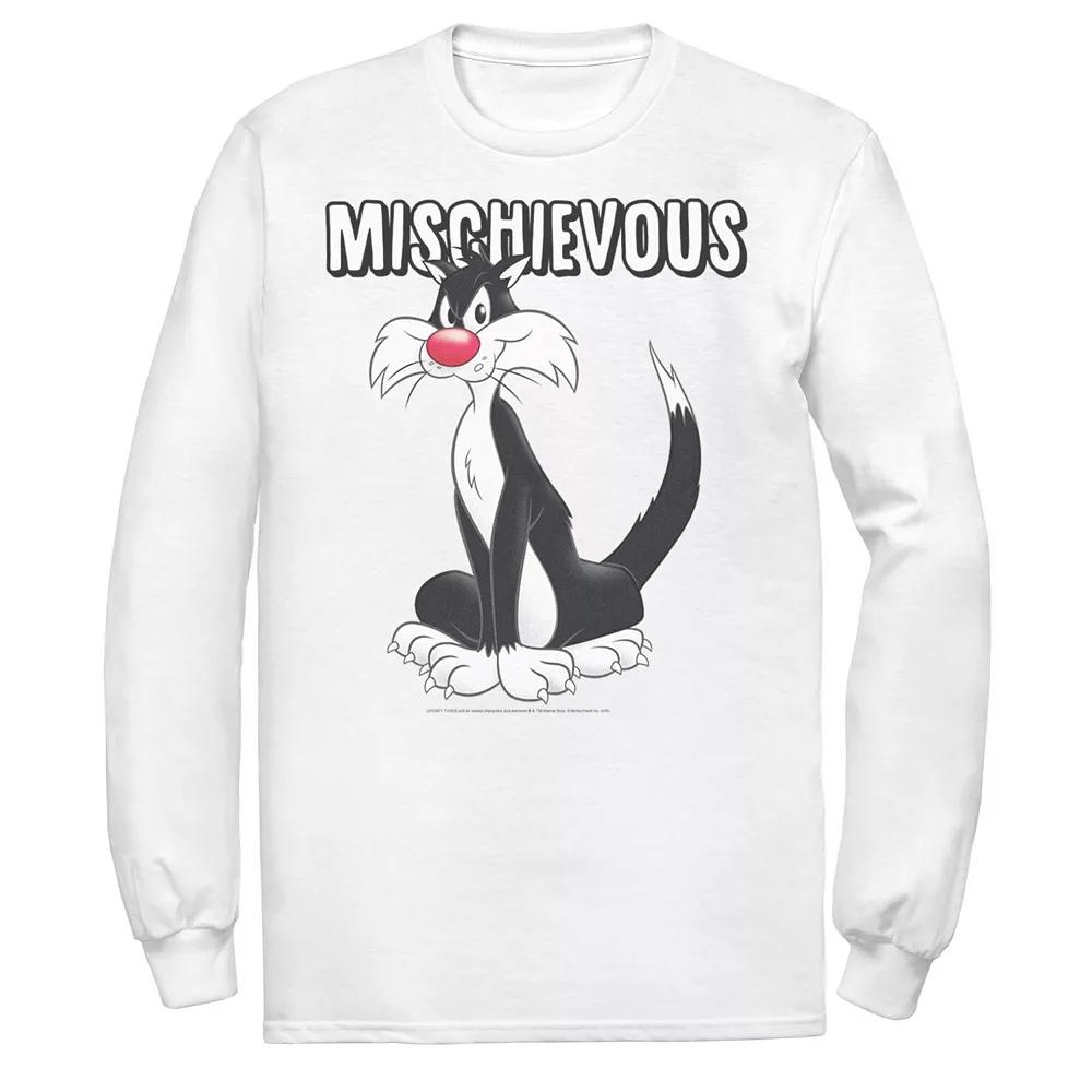 Men's Looney Tunes Sylvester Mischievous Portrait Long Sleeve Tee,  Product Image