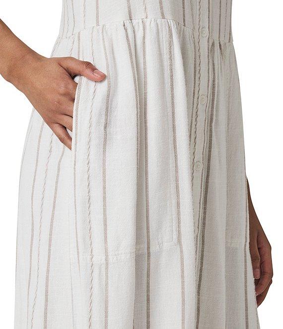 Splendid Gabrielle Knit Stripe Print V-Neck Sleeveless A-Line Midi Dress Product Image