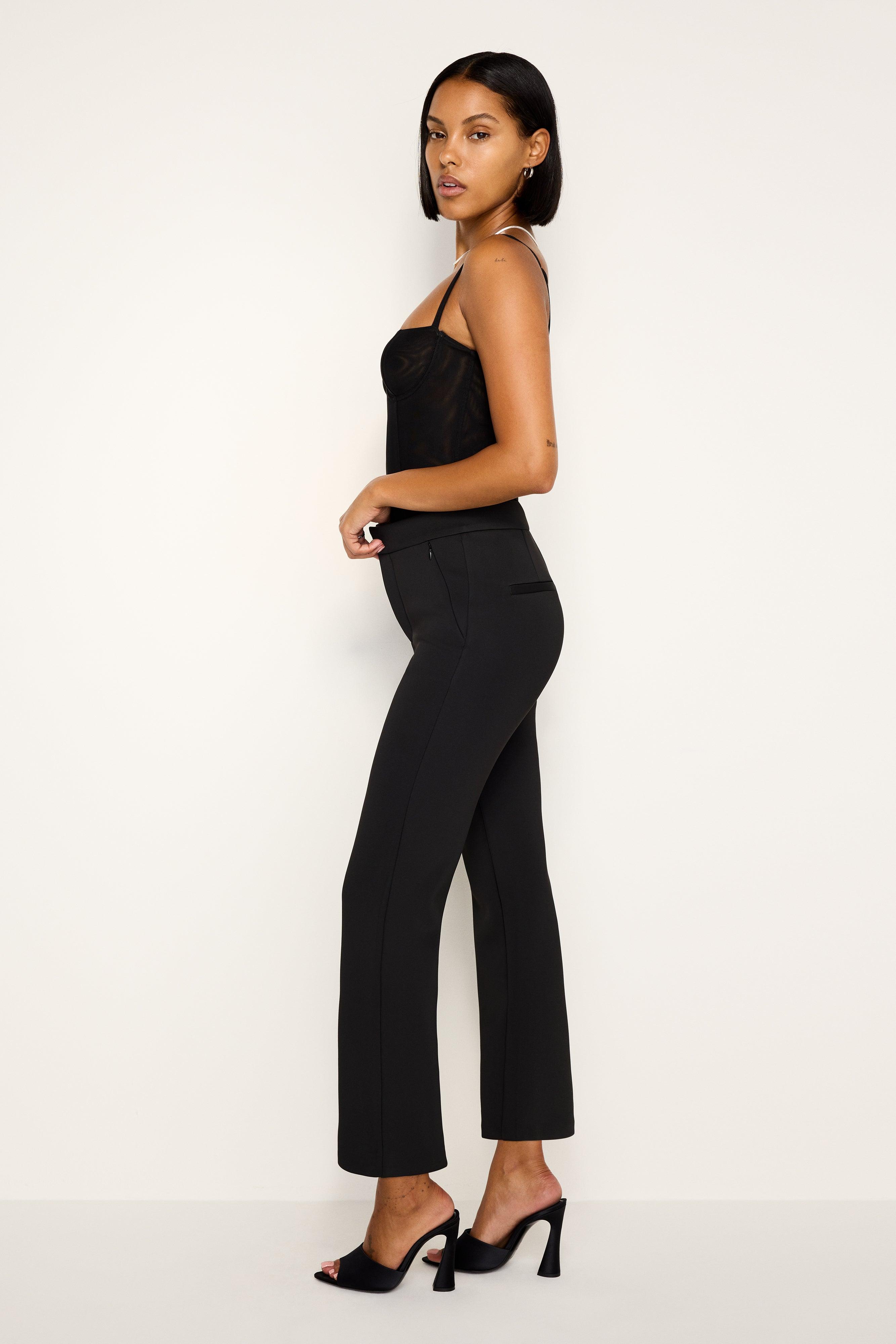 SCUBA CROPPED STRAIGHT TROUSERS | BLACK001 Product Image