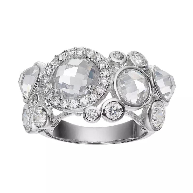 Sophie Miller Sterling Silver Cubic Zirconia Cluster Ring, Women's, Size: 6, White Product Image