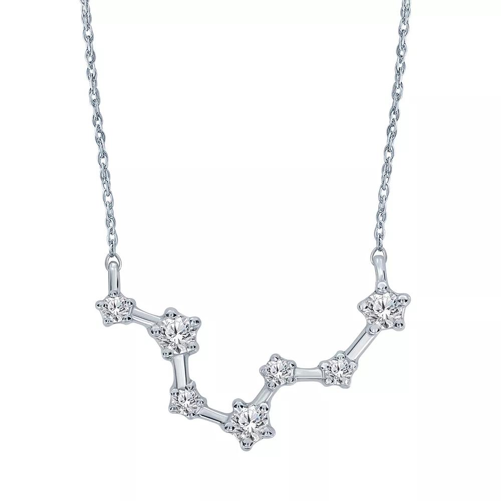 Sterling Silver 1/5 Carat T.W. Diamond Constellation Necklace, Women's, Size: 18", Scorpio Product Image