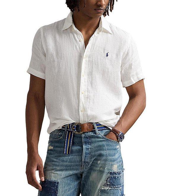 Polo Ralph Lauren Solid Linen Short Sleeve Woven Shirt Product Image